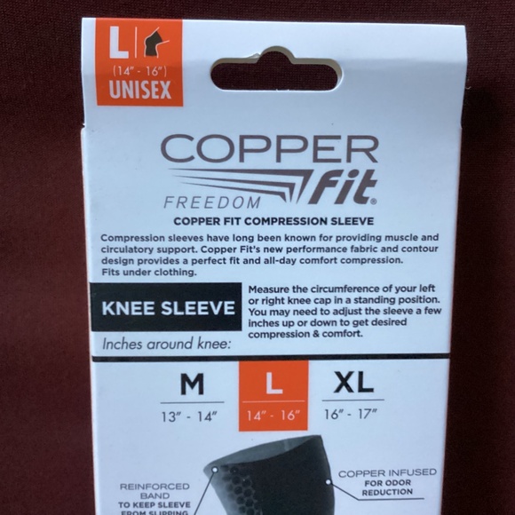 The Original Copper Fit Freedom Copper Infused Compression Knee Sleeve Size L - Picture 4 of 5